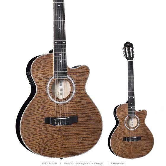 Imagem de Violão Elétrico Vogga VCE340 Nylon Mini Jumbo Mahogany Flamed