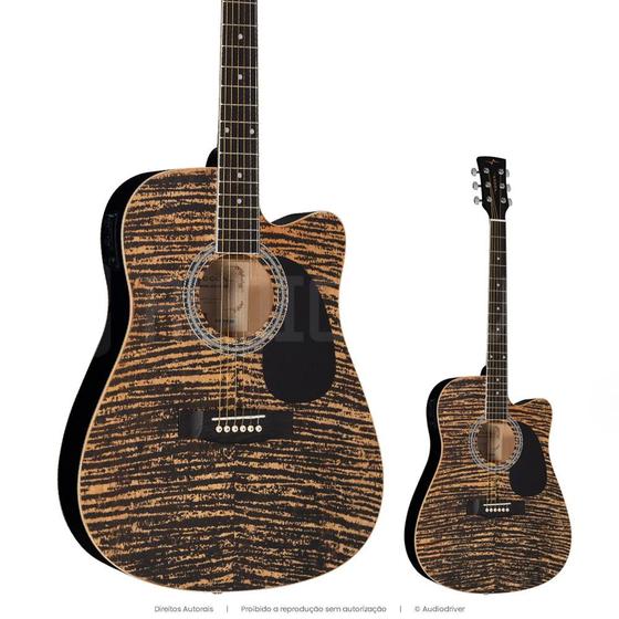 Violão Elétrico Vogga VCK370 Aço Folk Cutaway Mahogany Flamed Menor preço em Violão Elétrico Vogga VCK370 Aço Folk Cutaway Mahogany Flamed