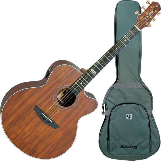 Imagem de Violão Eletroacústico Strinberg Sj300c Ks Koa Satin Artistico Com Capa