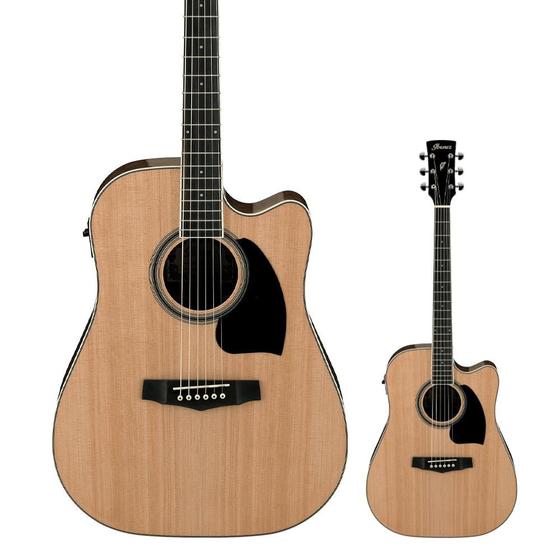 Imagem de Violão Folk Ibanez Dreadnought com Cutaway Elétrico Aço PF 15ECE NT Natural High Gloss Tampo Spruce