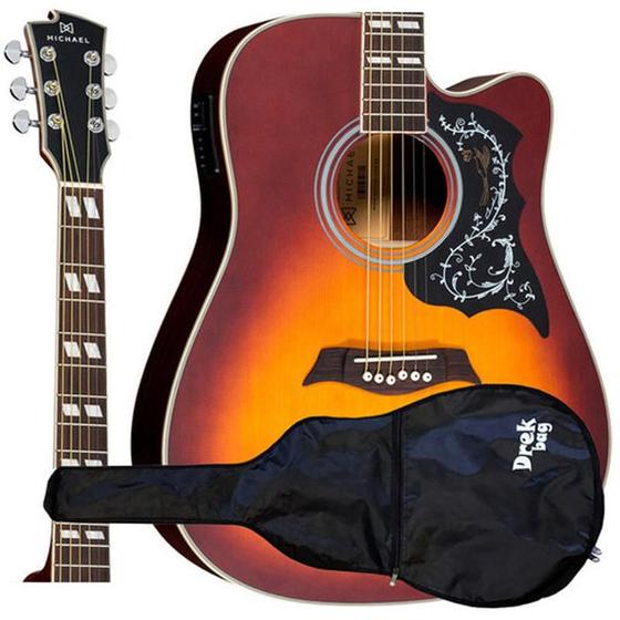 Imagem de Violão Folk Michael VM925 DTC Sunburst Fosco com Capa