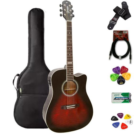 Imagem de Violão Giannini Eletroacústico Folk Aço GF1D BRB KIT4L