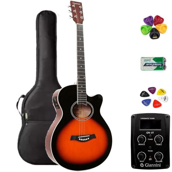 Imagem de Violão Giannini Mini-Jumbo GSF1D 3 Tons Sunburst + KIT9L