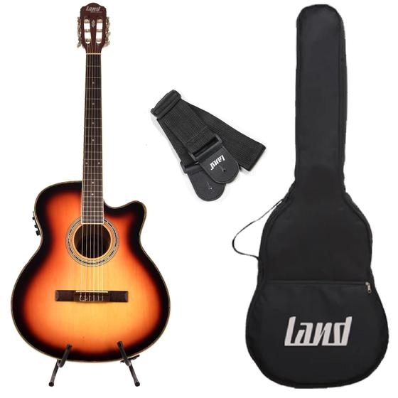 Imagem de Violão Land Elétrico Nylon Lw-N-40E SB + Capa e Correia