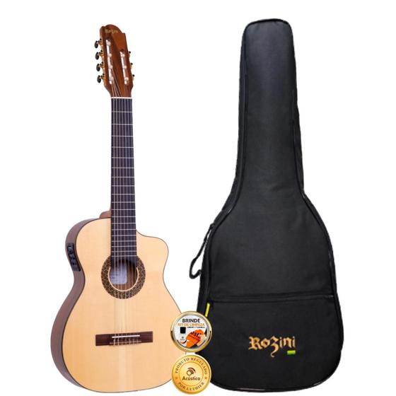 Violão Profissional 7 Cordas Elétrico Rozini Rx721 Com Bag