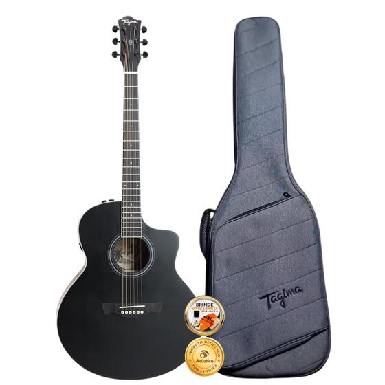 Imagem de Violão Profissional Tagima Hampton Jumbo EQ-BKOP Com Bag