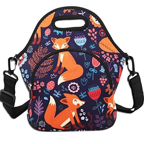 Imagem de Violeta Névoa Neoprene Thermal isolado Lunch Bag Tote Grande com Bolso Extra Destacável Ombro Ajustável Lancheira Bolsas Mulheres Meninas Meninos, Presente de Natal