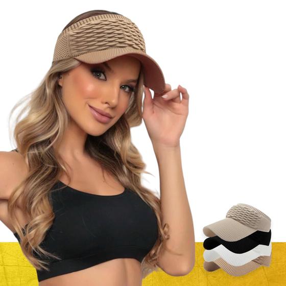 Imagem de Viseira Feminina Verão Esportiva Fitness Respirável CROCHÊ Caminhada 881