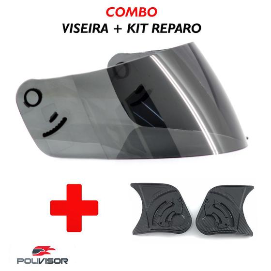 Imagem de Viseira Injetada 2.2mm e Kit Reparo Ebf E0x New Spark  Fume