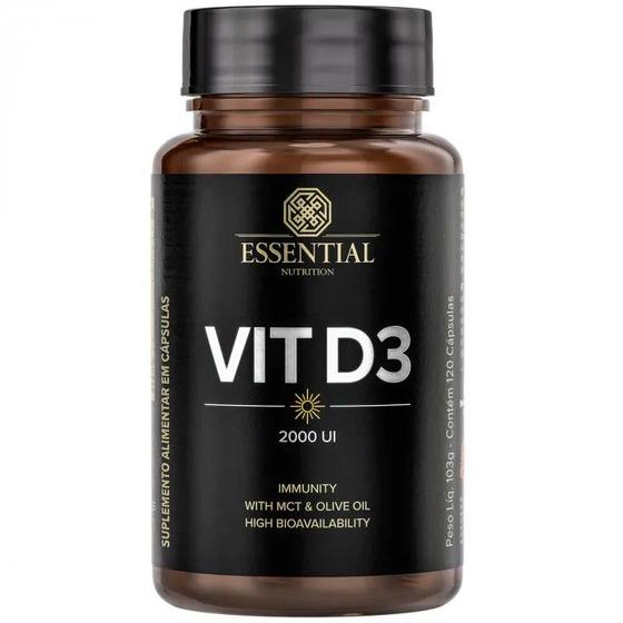 Imagem de Vit D3 2000UI Vitamina D3 com azeite de oliva e MCT - (120 Capsulas) - Essential Nutrition