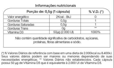 Imagem de Vita D3 500mg (60 caps) - Padrão: Único