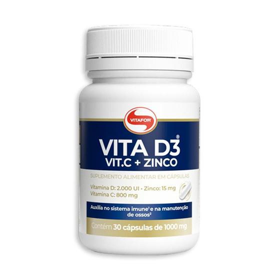 Vita D3 + C + Zinco Vitafor - 30 cápsulas Menor preço em Vita D3 + C + Zinco Vitafor - 30 cápsulas