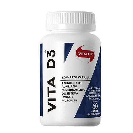Vita D3 Vitamina D3 2.000UI 500mg Vitafor 60 Cápsulas Menor preço em Vita D3 Vitamina D3 2.000UI 500mg Vitafor 60 Cápsulas