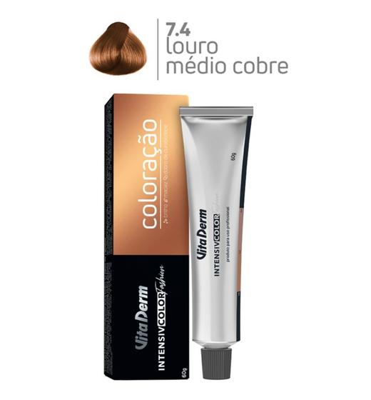 Imagem de Vita Derm Coloração Creme Intensiv Color Fashion 7.4 Louro Médio Cobre Avelã