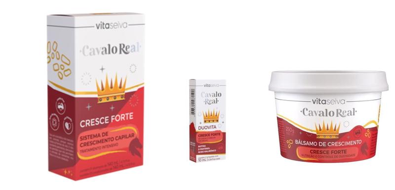 Imagem de Vita Seiva Cavalo Real Cresce Forte 03 Produtos (Kit Cresce/Aditivo/Balsamo) Kit Incolor 09