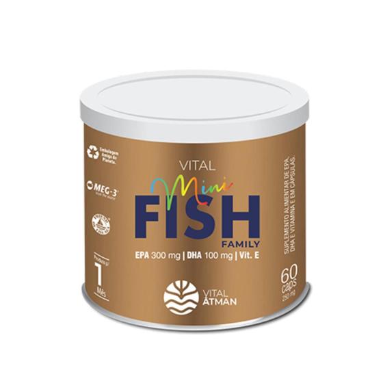 Vital Mini Fish Ômega 3 Vitamina E Vital Âtman 60 Cápsulas Imagem de Vital Mini Fish Ômega 3 Vitamina E Vital Âtman 60 Cápsulas