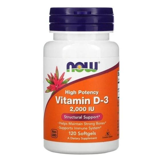 Vitamin D3 2000IU - 120 cápsulas - Now Menor preço em Vitamin D3 2000IU - 120 cápsulas - Now