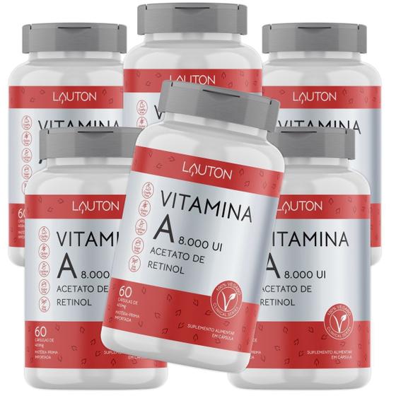 Imagem de Vitamina A 8000 UI Acetato De Retinol Premium Vegano Lauton - Kit 6