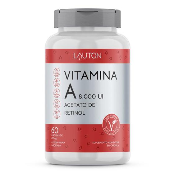 Imagem de Vitamina A 8000 UI Lauton Nutrition 60 Comprimidos Vegano