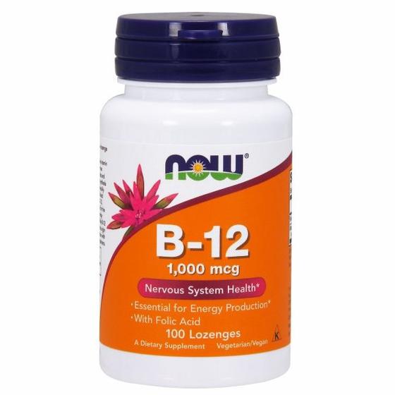 Imagem de Vitamina B-12 100 pastilhas da Now Foods (pacote com 2)