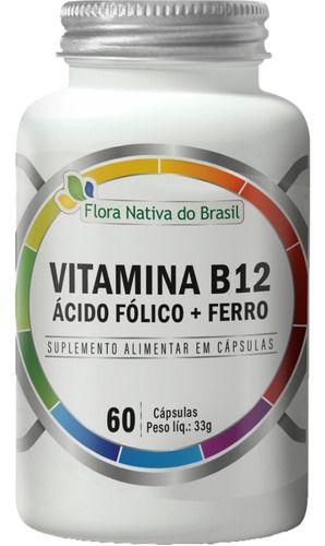 Imagem de Vitamina B12 Ácido Fólico e Ferro 60 Cápsulas Flora Nativa