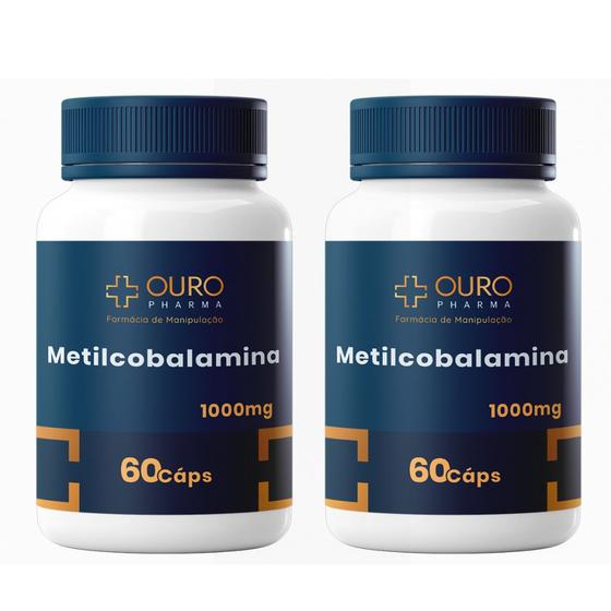 Vitamina b12 KIT Metilcobalamina 1000mcg 2 potes 60 Cápsulas cada vitamina b12