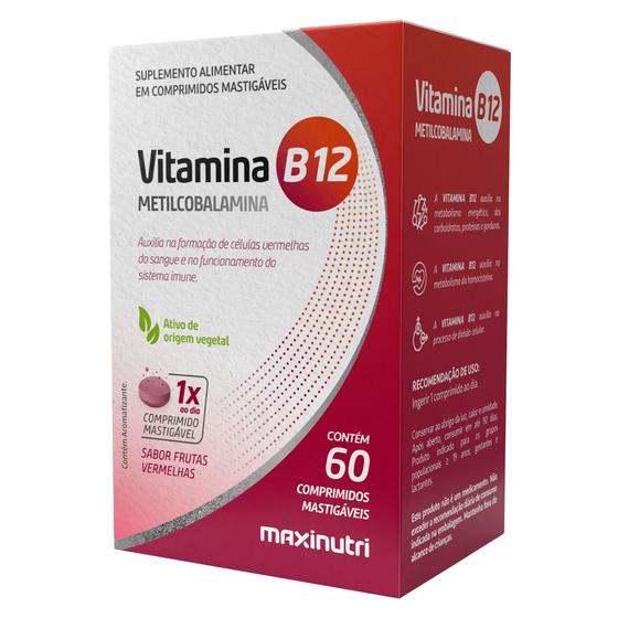 Vitamina B12 Mastigável Zero Açúcar 60 Comprimidos Maxinutri