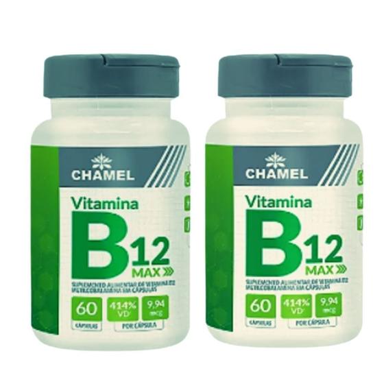 Imagem de Vitamina B12 Max - 2 Frascos  60 cápsulas (Metilcobalamina) - Chamel