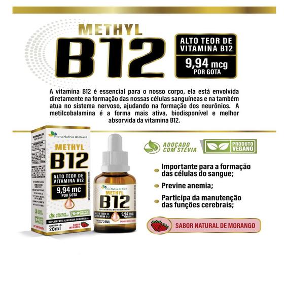 Imagem de Vitamina B12 Metilcobalamina 9,94mcg Por Gota 20ml - Flora Nativa