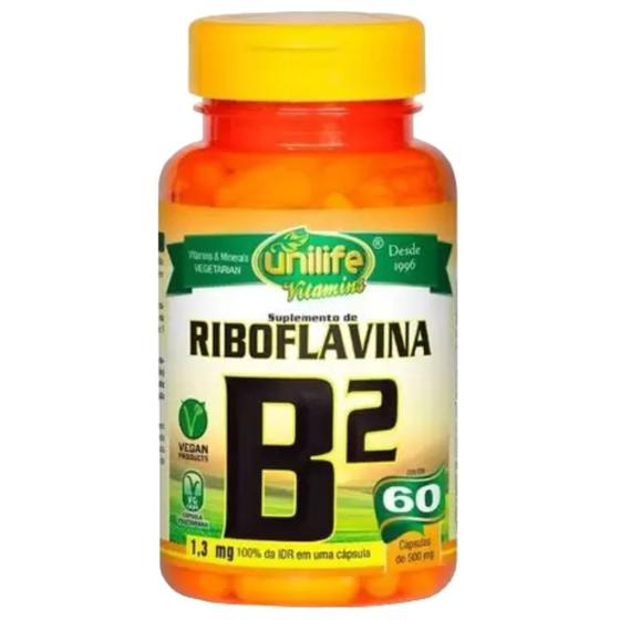 Imagem de Vitamina B2 Riboflavina Vegana 60 cápsulas de 500mg