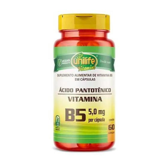 Imagem de Vitamina B5 Ácido Pantotênico 60 Caps Vegano Unilife