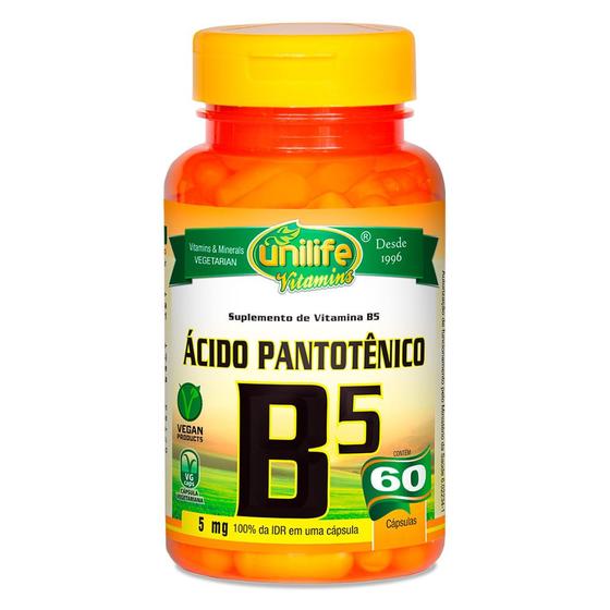 Imagem de Vitamina B5 Ácido Pantotênico 60 Cápsulas Vegetarianas - Unilife