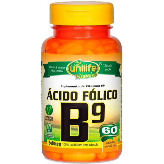 Imagem de Vitamina B9 Ácido Fólico 60 cápsulas de 500mg