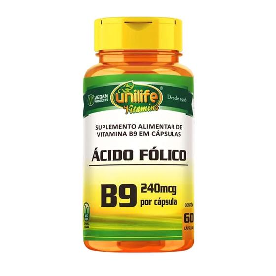 Imagem de Vitamina B9 Ácido Fólico 60 cápsulas de 500mg