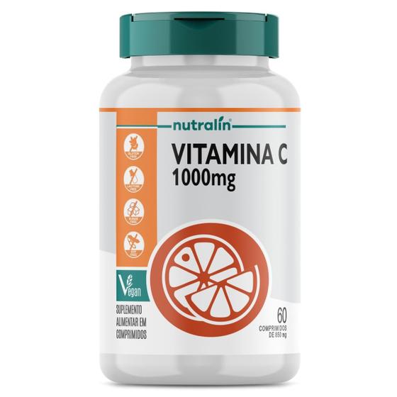 Vitamina C 1000mg Acido Ascorbico Vegano 60 Comprimidos Nutralin Imagem de Vitamina C 1000mg Acido Ascorbico Vegano 60 Comprimidos Nutralin