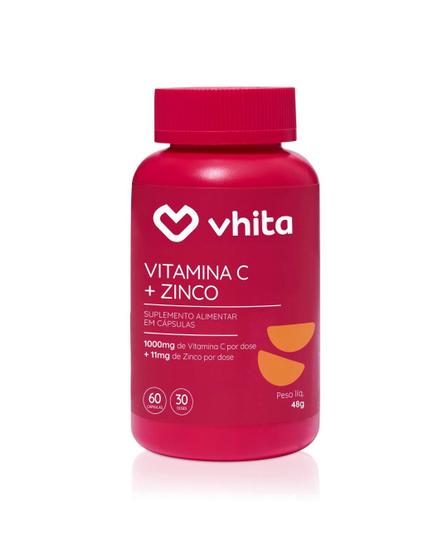 Vitamina C 1000mg e Zinco com alta concentração e mais imunidade 60 cáps Vhita Menor preço em Vitamina C 1000mg e Zinco com alta concentração e mais imunidade 60 cáps Vhita
