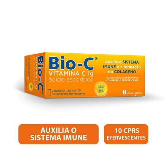 Imagem de Vitamina C 1g Bio C 10 Comprimidos efervescentes imunidade Bio-c Acido ascorbico