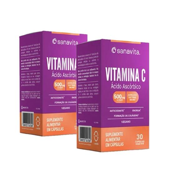 Imagem de Vitamina C com 30 cápsulas Vegetais-Sanavita-KIT com 02 Unidades 