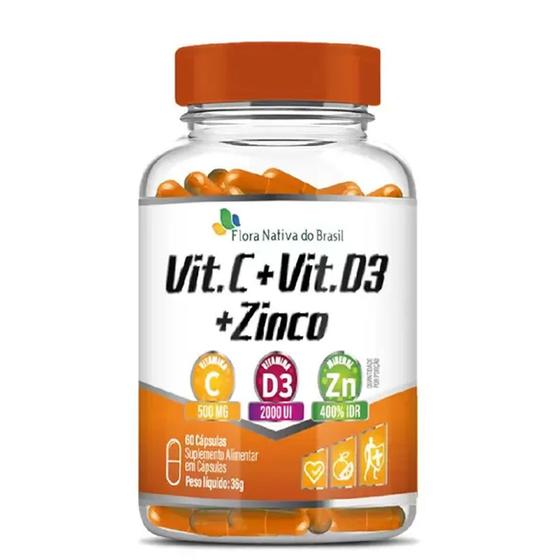 Imagem de Vitamina C + Vitamina D3 + Zinco 60 Caps Flora Nativa