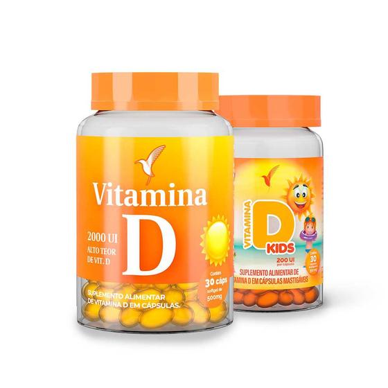 Vitamina D Infantil 30 Cápsulas Mastigáveis + Vitamina D 30 Cápsulas ...