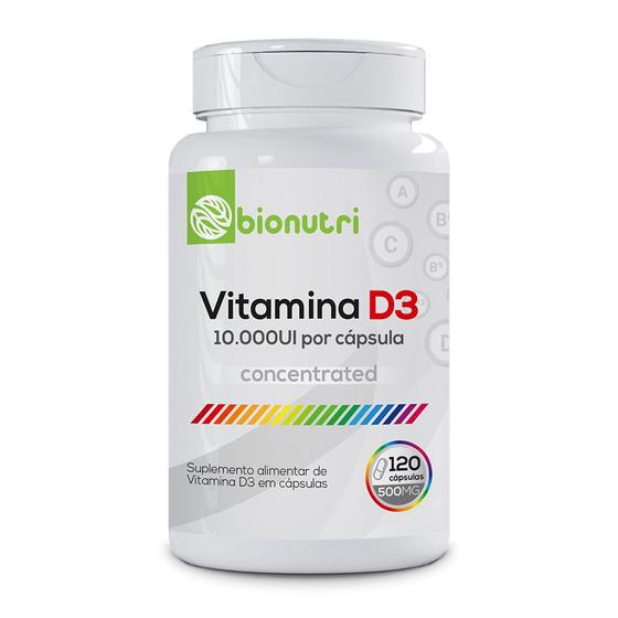 Vitamina D3 10.000UI 120 Cápsulas 500mg bionutri Menor preço em Vitamina D3 10.000UI 120 Cápsulas 500mg bionutri