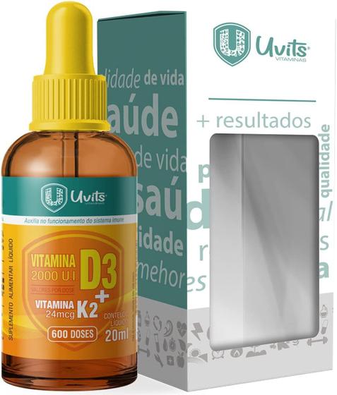 Vitamina D3 2000ui + K2 24mcg 20ml 600 Doses - Uvits Menor preço em Vitamina D3 2000ui + K2 24mcg 20ml 600 Doses - Uvits