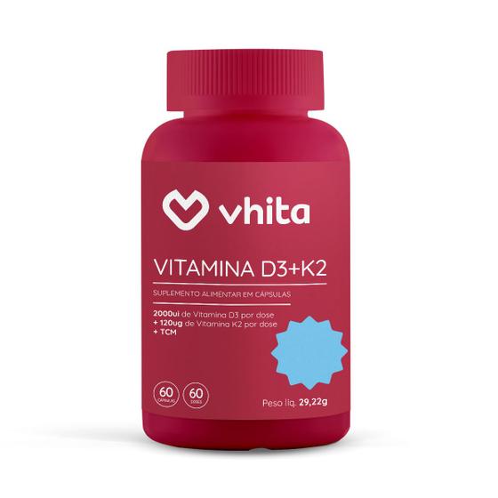 Imagem de Vitamina D3 2000ui + K2 Vhita Livre De Aditivos E Zero Calorias 60 Cápsulas