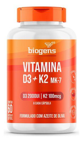 Vitamina D3 + K2, Mk7 2000ui K2 100mg 60caps Biogens Menor preço em Vitamina D3 + K2, Mk7 2000ui K2 100mg 60caps Biogens