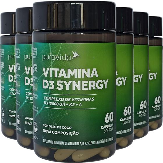 Imagem de Vitamina D3 Synergy 6 X 60 Cápsulas Puravida