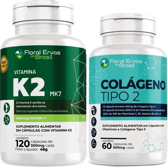 Imagem de Vitamina K2 120  cápsulas + Colageno Tipo 2  60 cápsulas  1 Frasco Cada