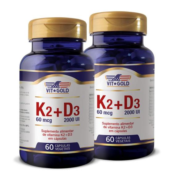 Vitamina K2 60mcg + D3 2.000UI Kit 2x 60 Caps. Menor preço em Vitamina K2 60mcg + D3 2.000UI Kit 2x 60 Caps.