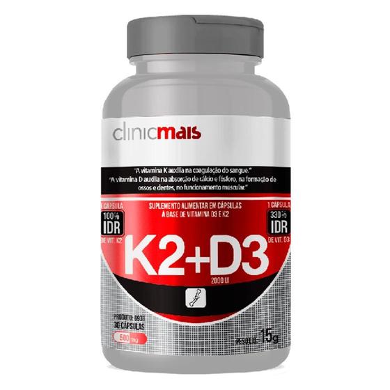 Imagem de Vitamina K2 + D3 (500mg) 30 Cápsulas - Chá Mais