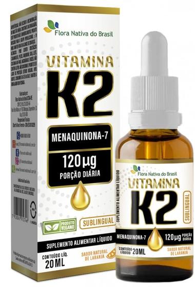 Imagem de VITAMINA K2 GOTAS 20ML (120 MCG/PORÇÃO) Sabor Laranja - Flora Nativa