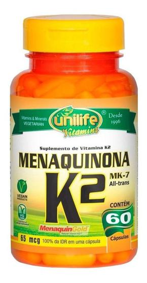 Imagem de Vitamina K2 - Menaquinona 500mg Com 60 Cápsulas Unilife